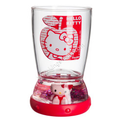 Verre en plastique Hello Kitty avec fond fantaisie transparent et rouge
