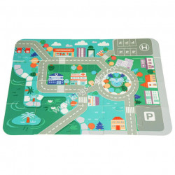 Ville avec 121 cubes et éléments sur tapis puzzle éducatif