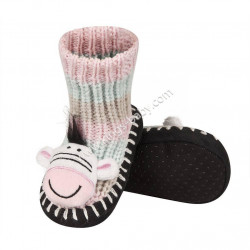 Chaussons bébé SOXO tricot zèbre